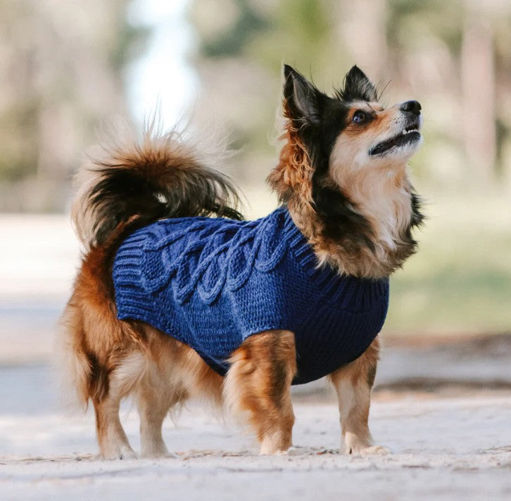 HUSKIMO DOG JUMPER DIAMOND CABLE Navy 33cm
