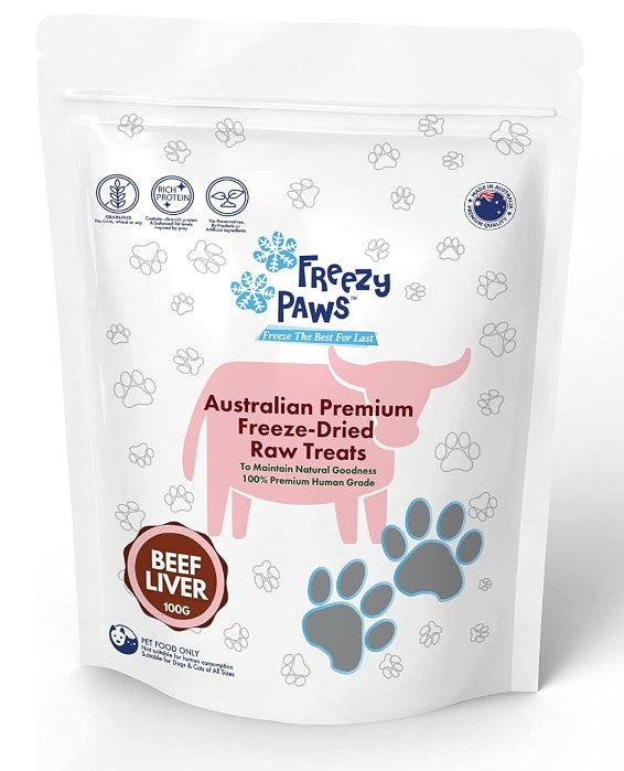 FREEZY PAWS FREEZE-DRIED RAW TREATS BEEF LIVER 100G