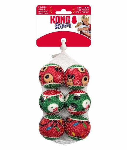 KONG HOLIDAY SQUEAKAIR BALLS 6-PK MD