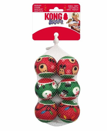 KONG HOLIDAY SQUEAKAIR BALLS 6-PK SM