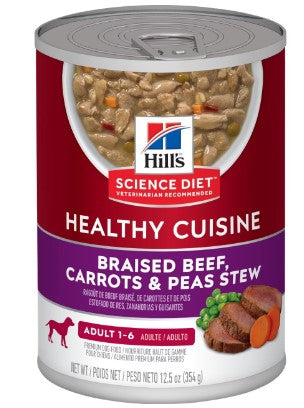 HILLS DOG ADULT BEEF CARROT & PEAS STEW 354G 12PK