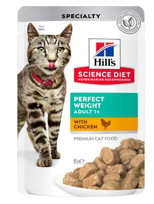 HILLS CAT ADULT PERFECT WEIGHT POUCHES CHICKEN 85G 12PK