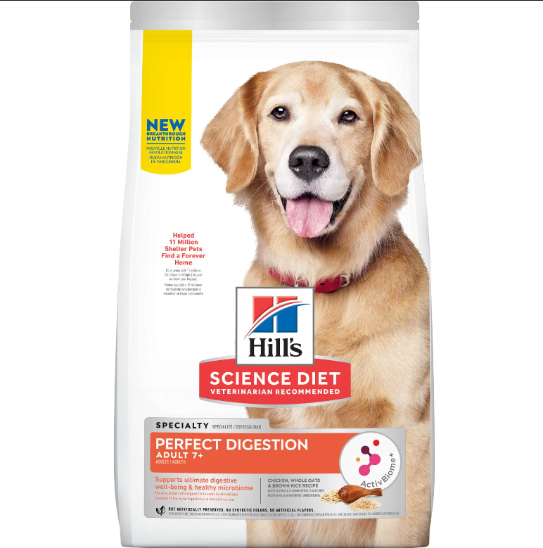 HILLS SCIENCE DOG DRY ADULT PERFECT DIGESTION SENIOR 7PLUS FOOD 5.44KG