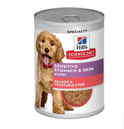  HILLS PUPPY SENSITIVE STOMACH & SKIN SALMON 354G 12PK