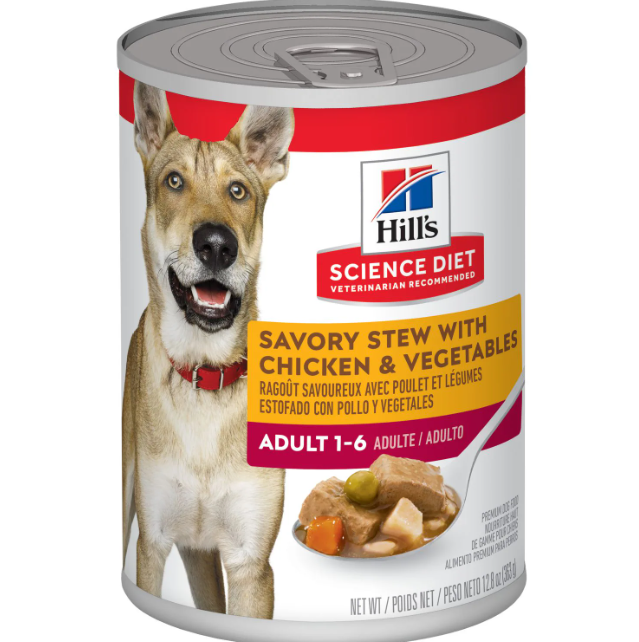 HILLS SCIENCE DOG WET ADULT SAVORY STEW WITH CHICKEN AND RICE 12X363g