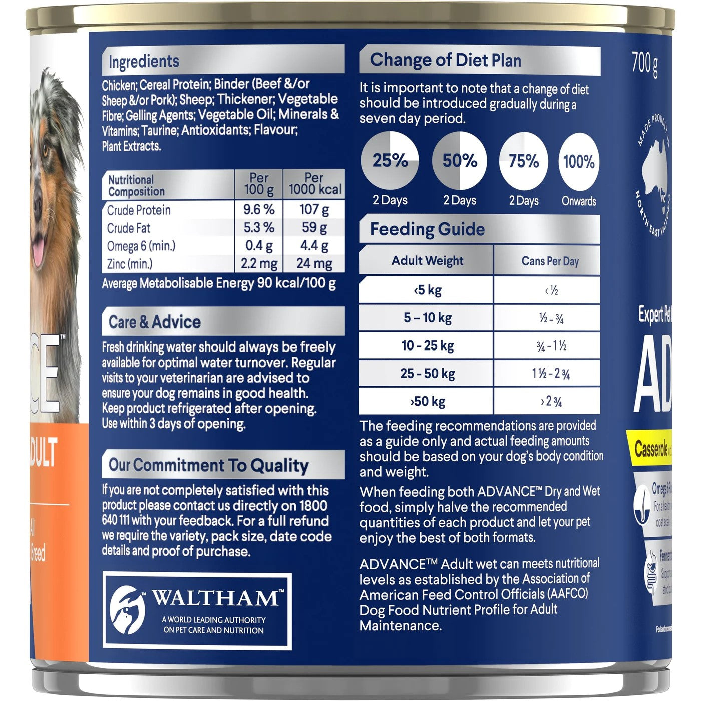 Advance Casserole With Chicken All Breed Adult Dog Wet Food 700g X 12