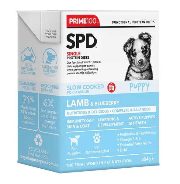 PRIME SPD SLOW COOKED PUPPY LAMB & BBERRY 354G 12PK