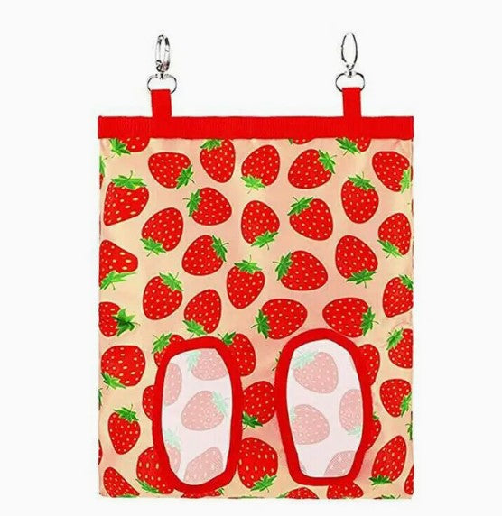 Strawberry-Themed Rabbit Hay Feeder Bag