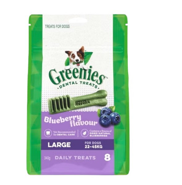 GREENIES DOG BLUEBERRY TREAT PACK LARGE 340G