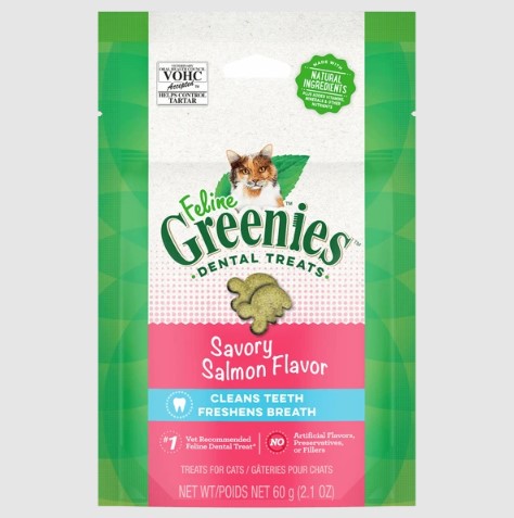 GREENIES Feline Dental Cat Treats Savoury Salmon 60g