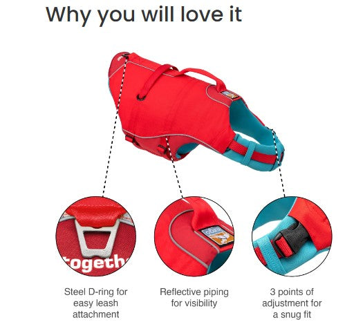 KURGO LIFE JACKET SURF N TURF RED