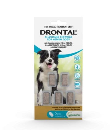 DRONTAL CHEW BAY-O-PET MED DOG 10KG 5'S