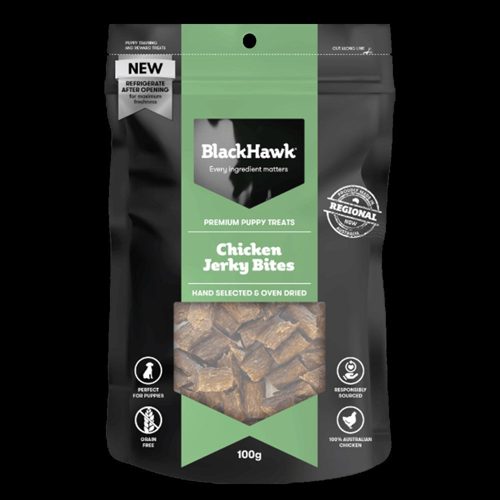 BLACK HAWK PUPPY TREAT CHICKEN JERKY BITES 100g