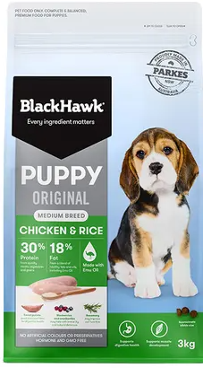 BLACK HAWK PUPPY MEDIUM BREED CHICKEN & RICE 3KG