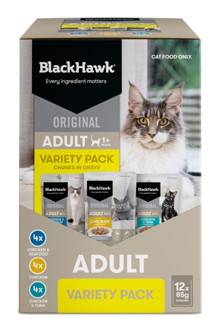 BLACK HAWK CAT VARIETY PACK IN GRAVY 85GX12