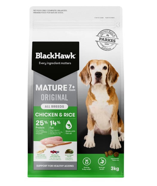 BLACK HAWK MATURE CHICKEN & RICE 3KG