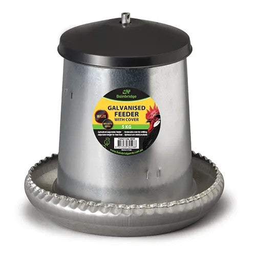 GALVANISED POULTRY FEEDER WITH COVER - 5KG