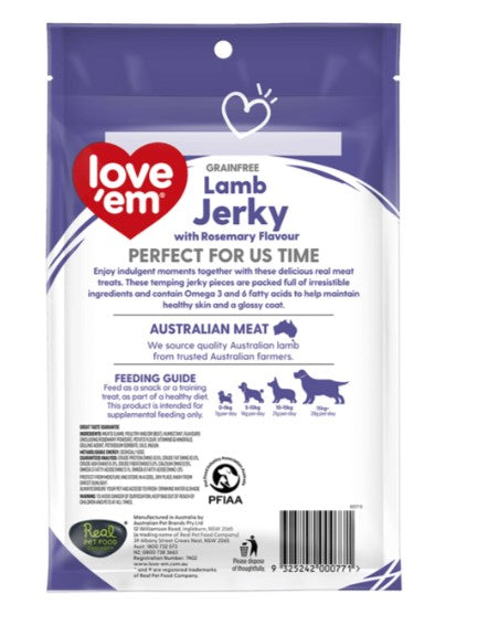 LOVE 'EM LAMB JERKY GRAIN FREE 1kg