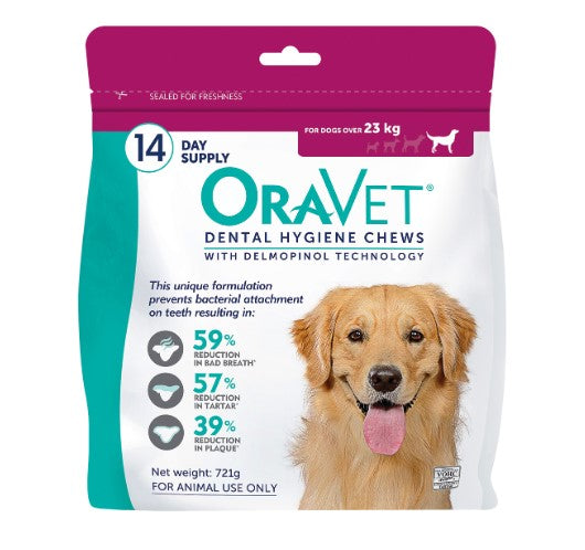 ORAVET DENTAL CHEWS L OVER 23KG - 14 CHEWS