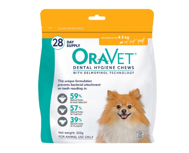 ORAVET DENTAL CHEWS XS UP TO 4.5KG - 28 CHEWS