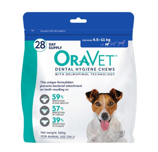 ORAVET DENTAL CHEWS S 4.5KG-11KG- 28 CHEWS