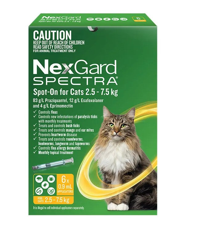 NexGard Spectra 2.5 - 7.5kg Cat Flea Tick & Worm Spot-On