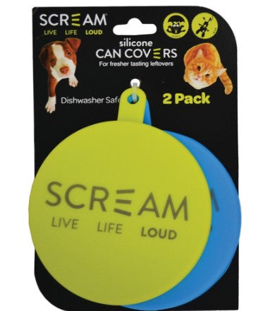 Scream SILICONE PET FOOD CAN COVER 2pk Loud Green & Blue