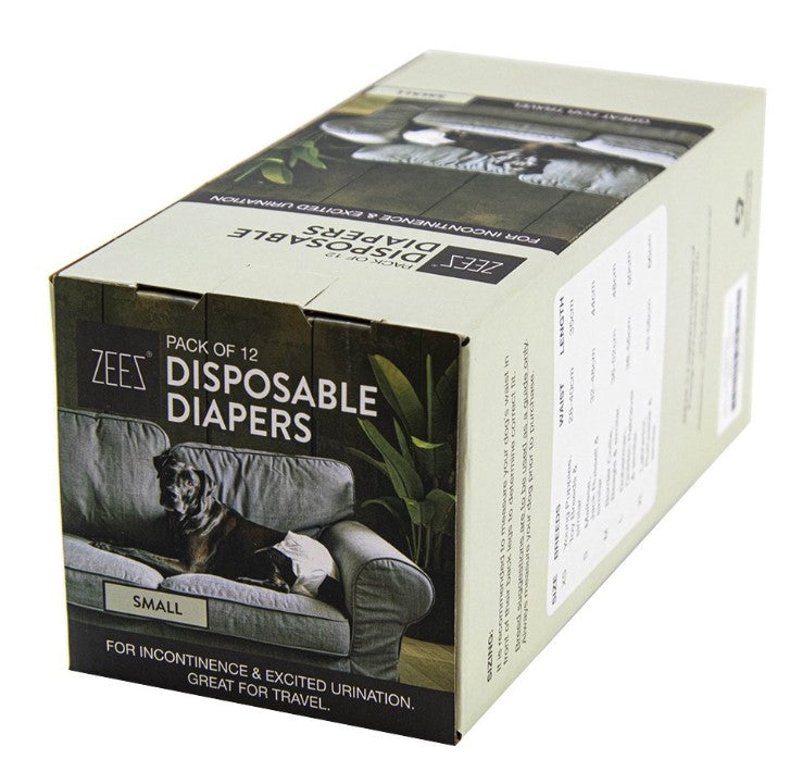 ZEEZ DISPOSABLE DOG DIAPERS - 12pk