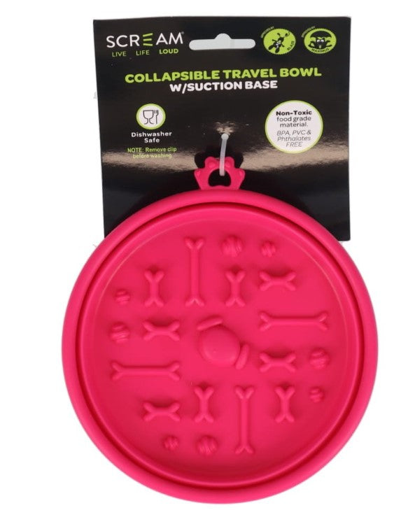 Scream COLLAPSIBLE TRAVEL BOWL W/SUCTION BASE (350ml)