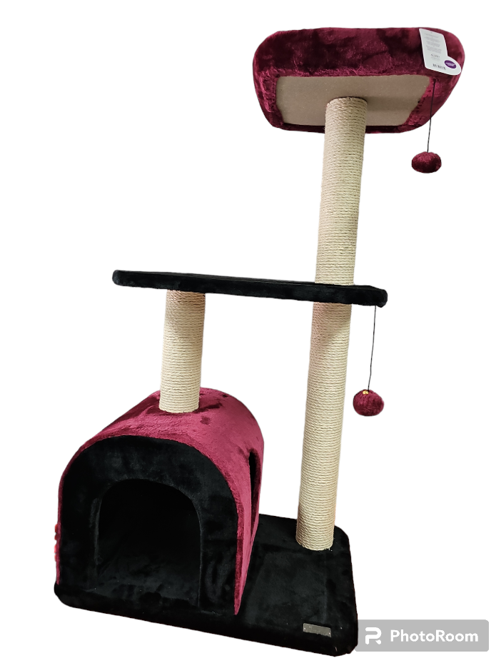 CAT SCRATCHING POST DESIGN 4 BLACK/BURGUNDY