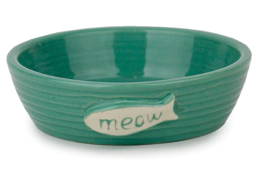 CATTITUDE BOWL CERAMIC POTTERY FISH AQUA