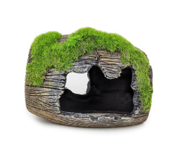 AQUARIUM ORNAMENT MOSS COVERED BARREL MED 075