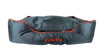 IT'S BED TIME DOG BED ECOFILL LOUNGE CHARCOAL/ORANGE MED