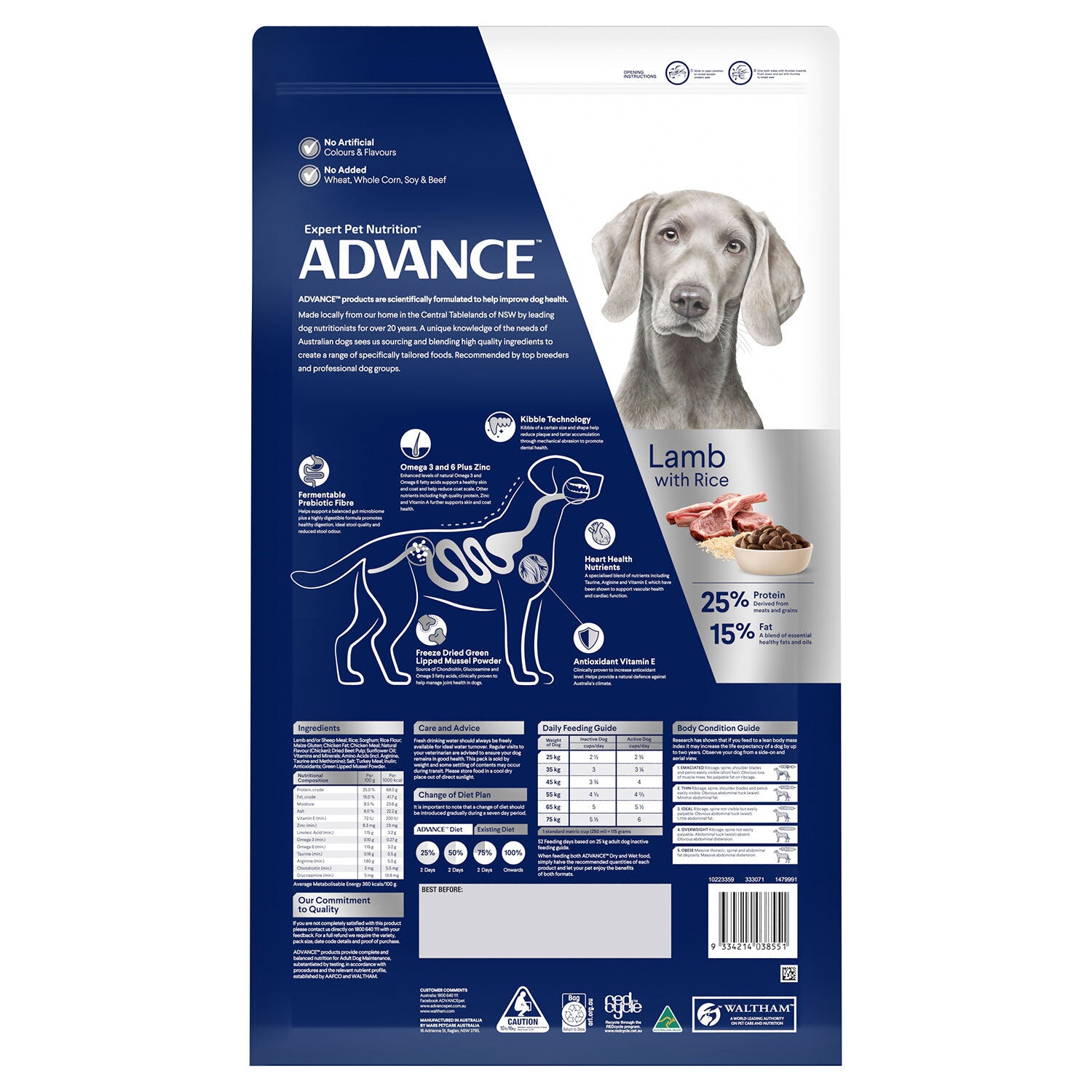 Advance Dog Large Breed Lamb & Rice 15kg