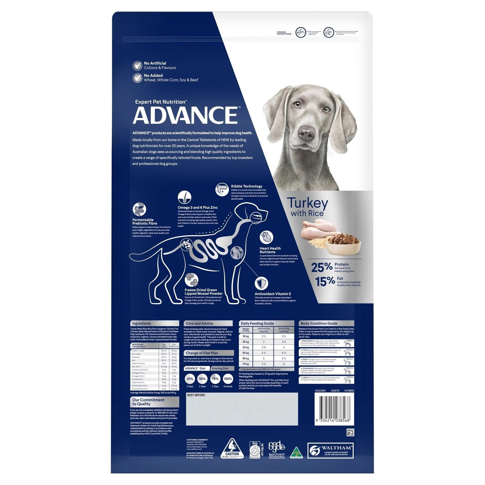 ADVANCE Adult Large Breed Turkey with Rice 15KG