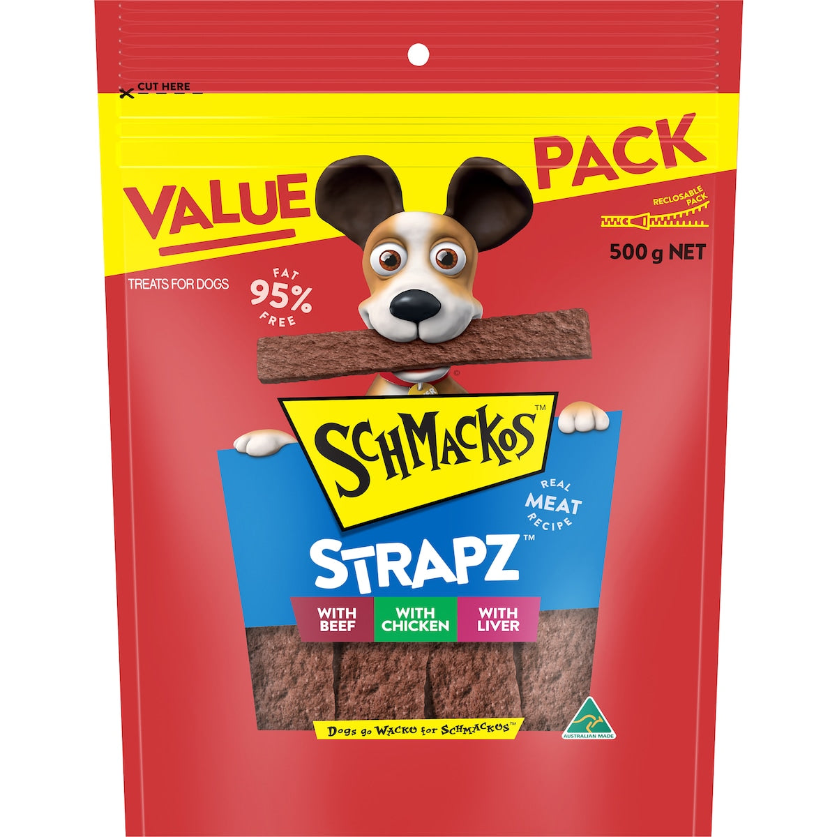 Schmackos Strapz Dog Treats Variety Value Pack 500g