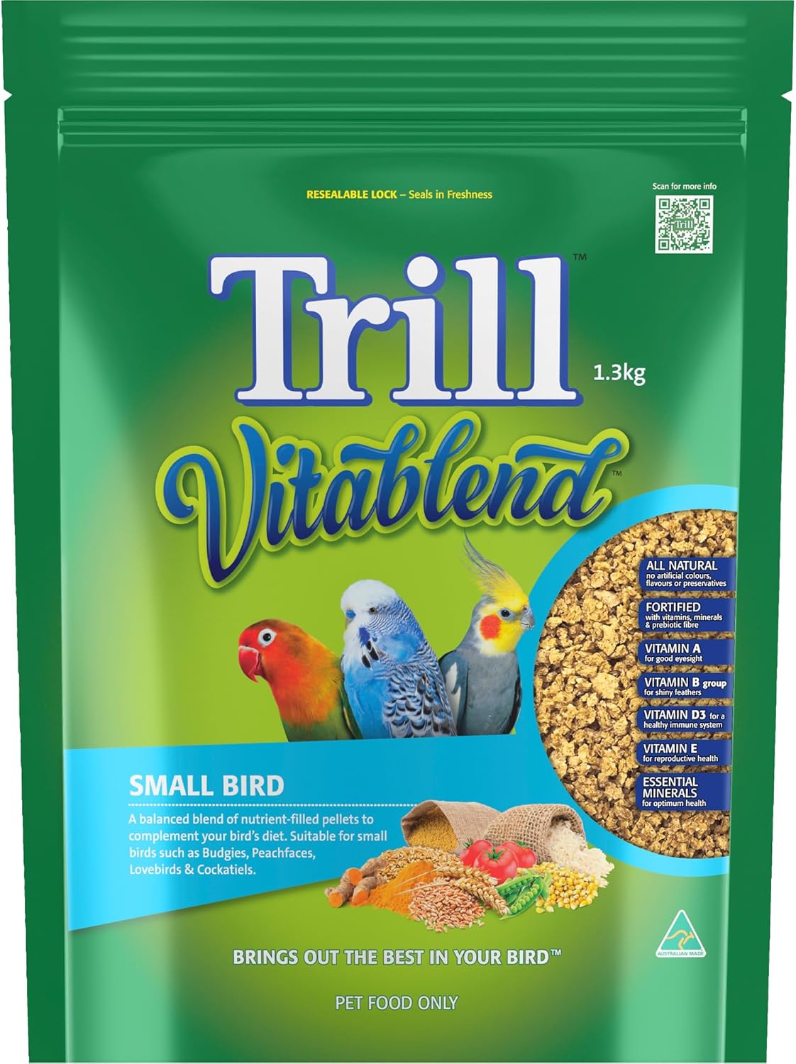 TRILL VITABLEND PELLETS FOR SMALL BIRDS 1.3KG