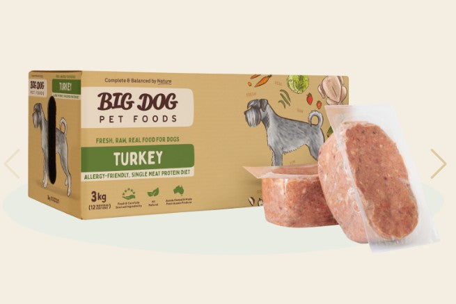 BIG DOG Turkey Raw Food for Dogs 3KG
