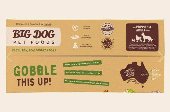 BIG DOG Turkey Raw Food for Dogs 3KG