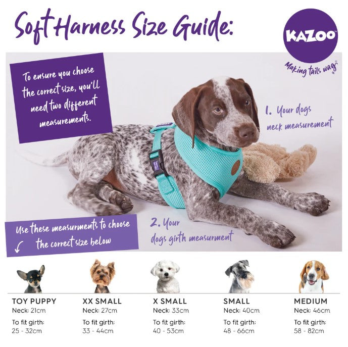 Kazoo Classic Soft Walking Harness MEDIUM-AQUA