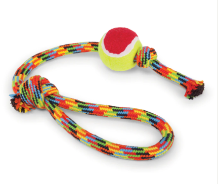 KAZOO DOG BRAIDED ROPE SLING TENNIS BALL - MEDIUM