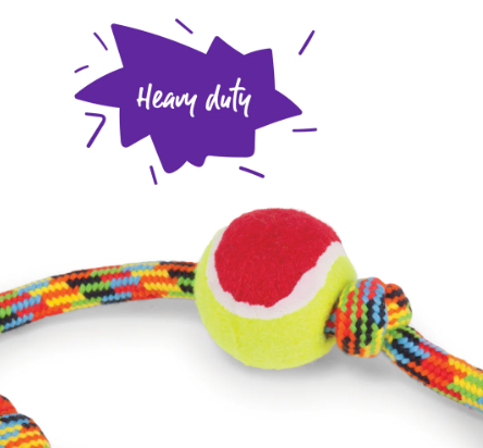 KAZOO DOG BRAIDED ROPE SLING TENNIS BALL - MEDIUM