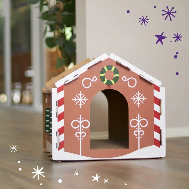 Kitty Christmas Cardboard Gingerbread Home