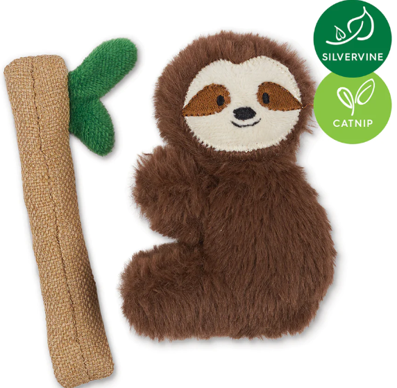 Cat Toy Kazoo Jungle Sloth with catnip and silvervine