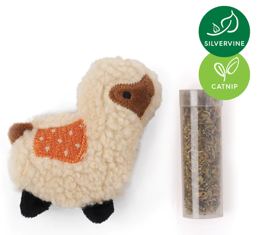 Cat Toy Kazoo Love A Llama with replacement catnip and silvervine