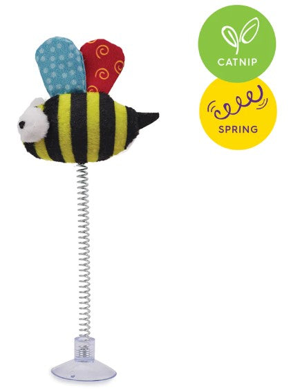 Cat Toy Kazoo Bouncy Bee with catnip and spring suction cap