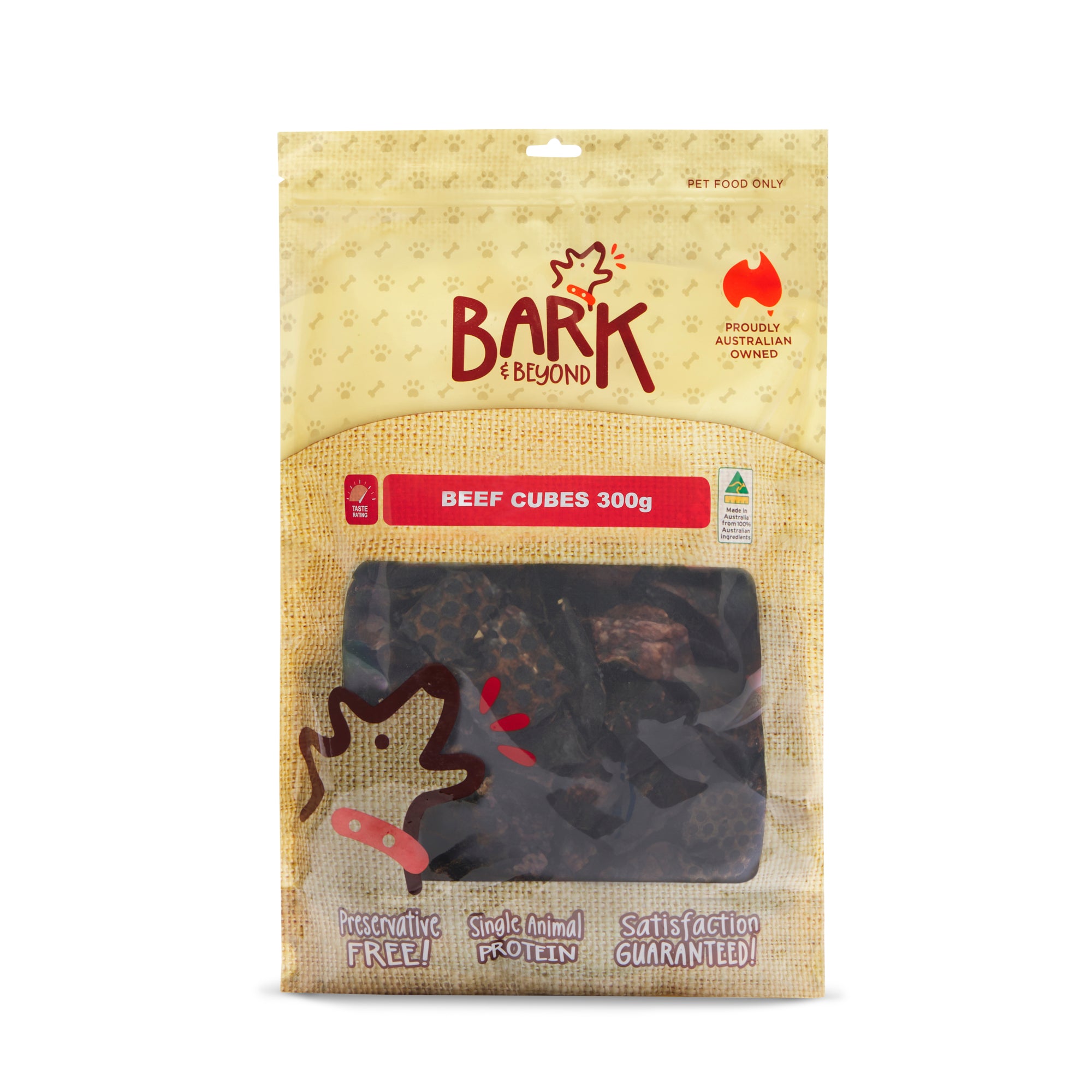 BARK & BEYOND BEEF CUBES 300G