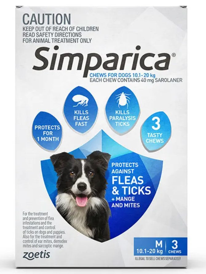 Simparica For Medium Dogs Blue 10.1 - 20kg