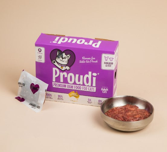 PROUDI PREMIUM RAW CAT FOOD ROO & BEEF 1.08KG