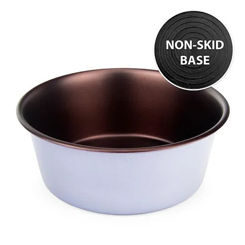 DOG BOWL STAINLESS STEEL NON-SKID - GREY & COPPER